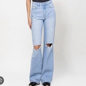 Flying Monkey Platinum 90’s Vintage Flare Jeans Light Wash